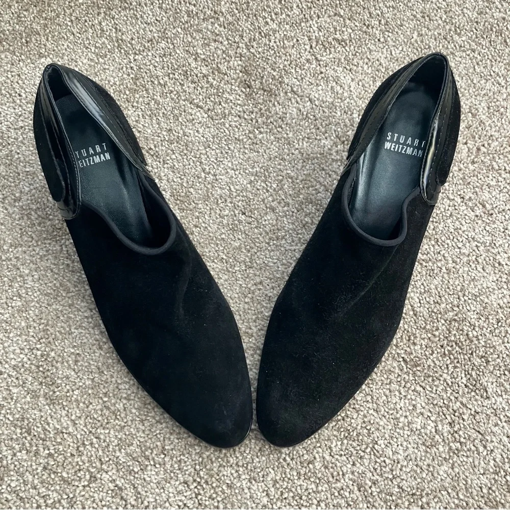 Stuart Weitzman‎ Black Suede Mule Heeled Booties Size 8 1/2M